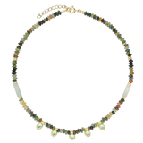 collar de piedra, Bañado en oro, Ágata artificial, Vidrio de plomo, Amazonita artificial