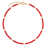 Collar gargantilla, Bañado en oro, Ágata artificial, Madreperla artificial