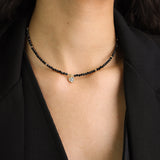 Collar gargantilla, Bañado en oro, Zirconia cúbica artificial, Espinela artificial