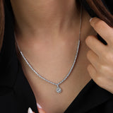 Collar Delicado y Festivo, Plata 925 bañada en rodio, Zirconia cúbica artificial