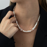collar de perlas, Bañado en oro, Cuarzo rosa artificial, Perla cultivada