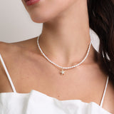 collar de perlas, Bañado en oro, Zirconia cúbica artificial, Perla cultivada