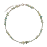 Collar gargantilla, Plata 925 bañada en rodio, Aventurina artificial, Perla sintética