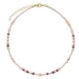 Collar gargantilla, Bañado en oro, Zirconia cúbica artificial, Perla cultivada, Vidrio de plomo, Jadeíta artificial