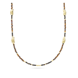 collar de piedra, Bañado en oro, Ágata artificial, Ojo de tigre artificial