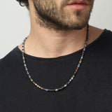 collar de hombre, Acero inoxidable, Ágata artificial, Hematita artificial, Jaspe artificial