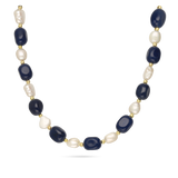 collar de piedra, Bañado en oro, Ágata artificial, Perla cultivada