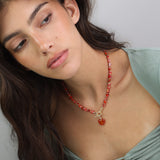 collar de piedra, Bañado en oro, Ágata artificial, Vidrio de plomo