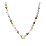 collar de piedra, Bañado en oro, Ágata artificial, Jadeíta artificial