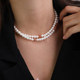 collar de piedra, Bañado en oro, Perla cultivada, Jadeíta artificial