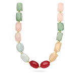 collar de piedra, Bañado en oro, Cuarzo rosa artificial, Ágata artificial, Coral artificial, Jadeíta artificial, Amazonita artificial, Cuarzo artifici