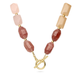 collar de piedra, Bañado en oro, Cuarzo rosa artificial, Ágata artificial, Coral artificial, Jadeíta artificial, Amazonita artificial, Cuarzo artifici