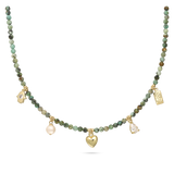 collar de piedra, Bañado en oro, Zirconia cúbica artificial, Perla cultivada, Turquesa artificial