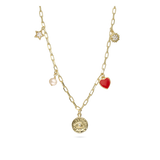 Cadena de elementos, Bañado en oro, Zirconia cúbica artificial, Perla cultivada, Esmalte