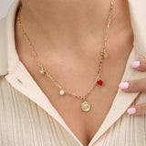 Cadena de elementos, Bañado en oro, Zirconia cúbica artificial, Perla cultivada, Esmalte