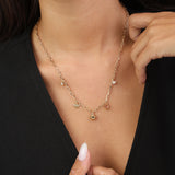 Cadena de elementos, Bañado en oro, Zirconia cúbica artificial, Perla cultivada