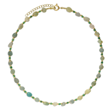 Collar gargantilla, Bañado en oro, Zirconia cúbica artificial, Amazonita artificial