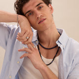 collar de hombre, Plata 925 bañada en rodio, Perla cultivada