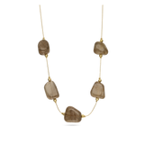 collar de piedra, Bañado en oro, Cuarzo ahumado artificial