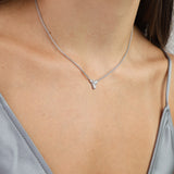 Collar colgante, Plata 925 bañada en rodio, Zirconia cúbica artificial