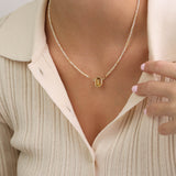 collar de piedra, Bañado en oro, Zirconia cúbica artificial, Vidrio de plomo