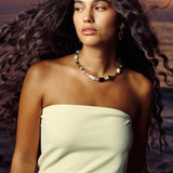 collar de piedra, Bañado en oro, Amatista artificial, Cuarzo rosa artificial, Perla cultivada, Jadeíta artificial, Cuarzo artificial