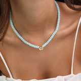 Collar gargantilla, Bañado en oro, Zirconia cúbica artificial, Vidrio de plomo