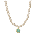 collar de piedra, Bañado en oro, Perla cultivada, Vidrio de plomo