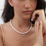 collar de piedra, Bañado en oro, Perla cultivada, Vidrio de plomo