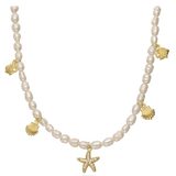 collar de perlas, Bañado en oro, Zirconia cúbica artificial, Perla cultivada