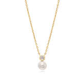 Collar colgante, Bañado en oro, Zirconia cúbica artificial, Perla Swarovski artificial