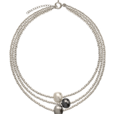 collar de piedra, Piedras de hematita con metales, Madreperla artificial, Hematita artificial