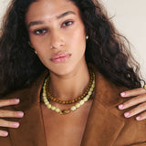 collar de piedra, Bañado en oro, Jadeíta artificial, Rezin