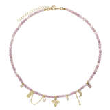 Collar gargantilla, Bañado en oro, Perla cultivada, Cuarzo artificial
