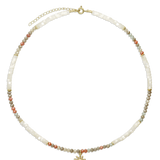 Collar gargantilla, Bañado en oro, Madreperla artificial, Cristal Swarovski artificial
