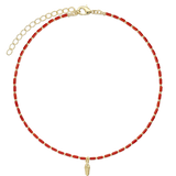 Collar gargantilla, Bañado en oro, Zirconia cúbica artificial, Coral artificial