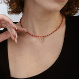 Collar gargantilla, Bañado en oro, Zirconia cúbica artificial, Coral artificial