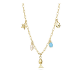 Collar colgante, Bañado en oro, Zirconia cúbica artificial, Perla cultivada, Vidrio de plomo