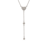 Cadena de corbata, Plata 925 bañada en rodio, Zirconia cúbica artificial