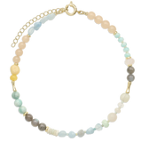 collar de piedra, Bañado en oro, Aventurina artificial, Vidrio de plomo, Jadeíta artificial, Labradorita artificial, Rezin, calcita procesada