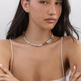 collar de piedra, Bañado en oro, Aventurina artificial, Vidrio de plomo, Jadeíta artificial, Labradorita artificial, Rezin, calcita procesada