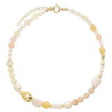 collar de piedra, Bañado en oro, Perla cultivada, Jadeíta artificial, Cuarzo artificial, Rezin, calcita procesada