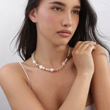 collar de piedra, Bañado en oro, Perla cultivada, Jadeíta artificial, Cuarzo artificial, Rezin, calcita procesada