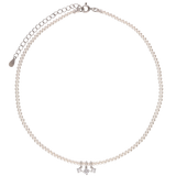 Cadena de elementos, Plata 925 bañada en rodio, Zirconia cúbica artificial, Perla sintética