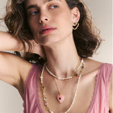 collar de piedra, Bañado en oro, Madreperla artificial, Vidrio de plomo