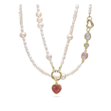 collar de piedra, Bañado en oro, Madreperla artificial, Vidrio de plomo