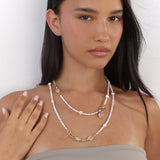 collar de piedra, Bañado en oro, Madreperla artificial, Vidrio de plomo