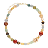 collar de piedra, Bañado en oro, Ágata artificial, Madreperla artificial, Cerámica