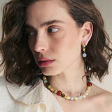 collar de piedra, Bañado en oro, Ágata artificial, Madreperla artificial, Cerámica