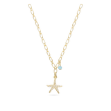 Collar colgante, Bañado en oro, Zirconia cúbica artificial, Ópalo artificial
